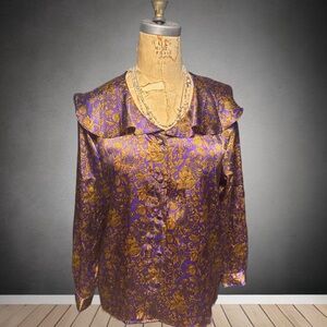 Vintage 1980 Purple and Gold Women's Top